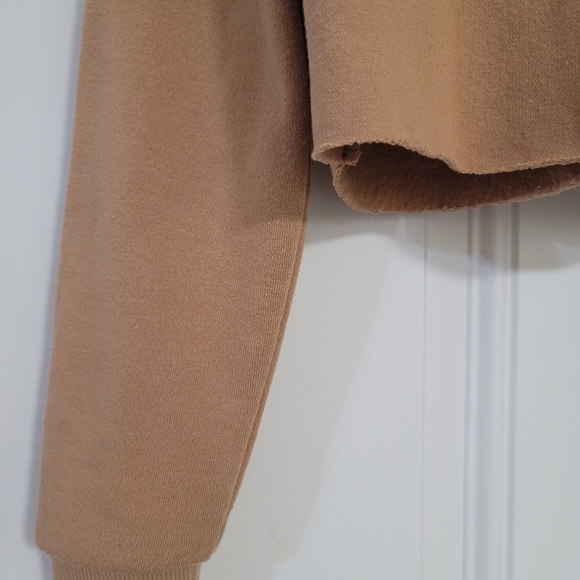 Aero Boxy Crop Fleece Pullover Hoodie in Brown Size XS - Picture 5 of 6